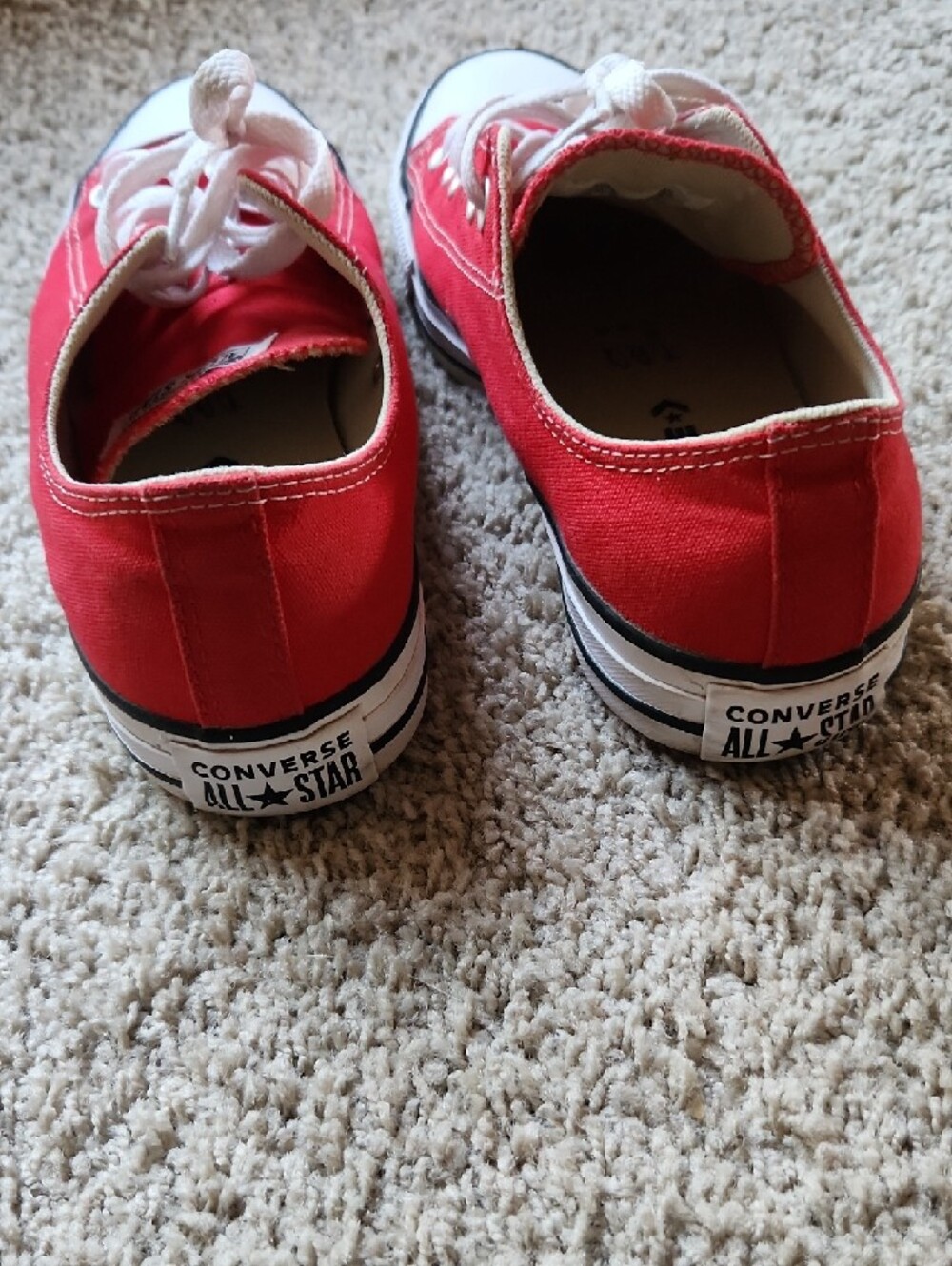 Converse Adult Low Top Sneakers in Red with White Accents - Picture 3 of 5